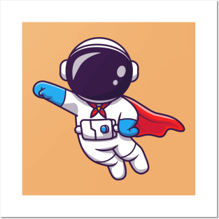 Cute Astronaut Super Hero Flying (2) Posters and Art